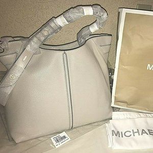 Michael Kors Women's Lt Cream Downtown Astor Small Pebbled Leather Shoulder Bag